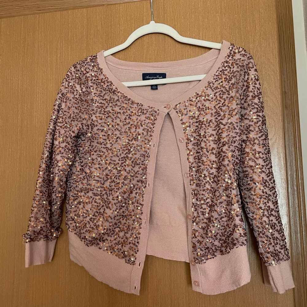 Rose Gold Sequin Cardigan 🌹✨
